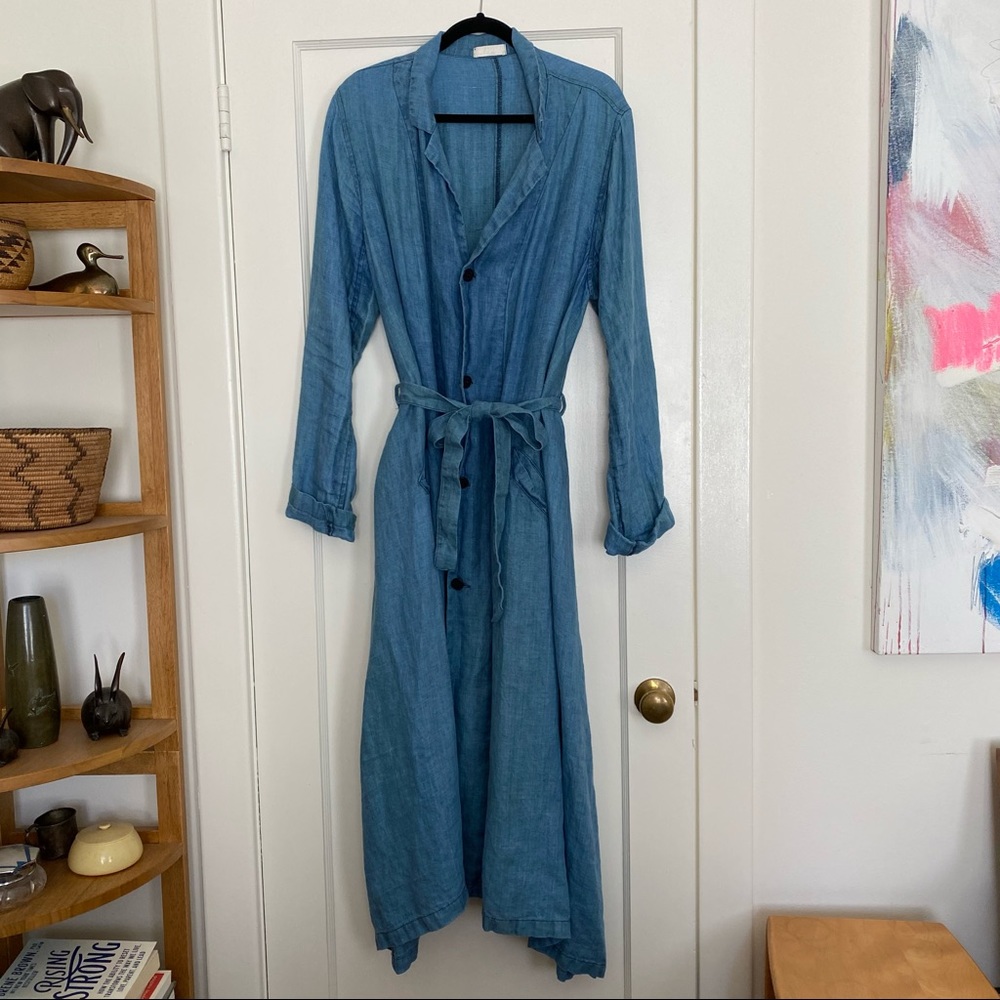 CP shades indigo linen long duster